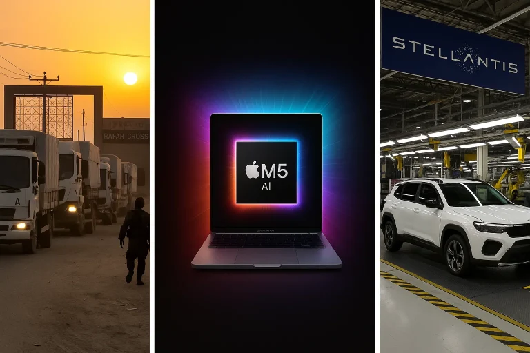 Evening digest: aid flows back into Gaza, Apple’s M5 chip, Stellantis $13B America bet