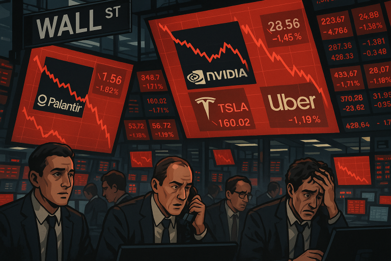 US stocks slide as AI valuation concerns and corporate developments weigh on markets